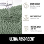 GORILLA GRIP Bath Rug Mat 60x17, Soft Absorbent Chenille, Quick Dry Microfiber Mats, Rubber Backing Washable Shower Floor Rugs, Bathmat Runner, US Designed Bathroom Home Decor Accessories Sage Green