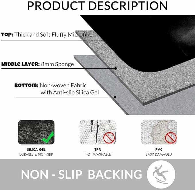 Elephant Bath Rugs Microfiber Bathroom Mat Soft Plush Shaggy Shower Mat for Bathroom Fluffy Comfortable Water Absorbent Carpet Non-Slip Machine Washable 20"X30"
