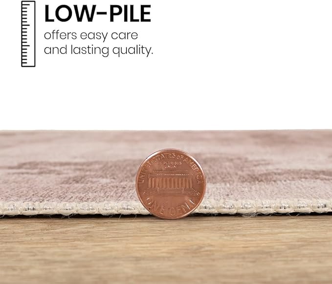 GLN Rugs Contemporary Collection - Machine Washable Area Rug, Contemporary Washable, Non Slip, Low Pile Chenille Rug, Living Room, Bedroom, Kitchen Rug (2'6" x 10' Abstract Tan)