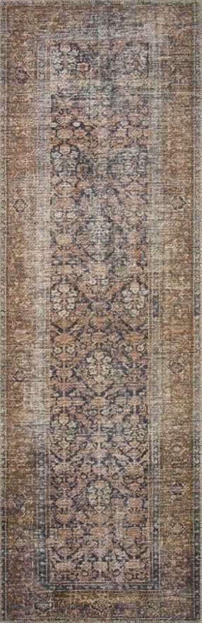 Loloi Amber Lewis Billie Collection, Ink & Salmon 10'-0" x 14'-0" Area Rug – Antique & Distressed Accent Rugs for Living Room, Bedroom, Entryway & Hallway, No Shed High Traffic Area Home Decor Rug