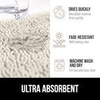 GORILLA GRIP Bath Rug Mat 44x26, Soft Absorbent Chenille, Quick Dry Microfiber Mats, Rubber Backing Washable Shower Floor Rugs, Bathmat Runner, US Designed Bathroom Home Decor Accessories Ivory Cream