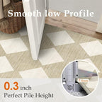 2x6 Runner Checkered Rug for Hallways Beige Washable Long Carpet Non-Slip Low Pile Boho Indoor Accent Throw Rug for Entrance Kitchen Bedroom Dining Laundry