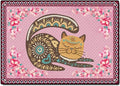 Cartoon Animal Pattern Area Rug Cute Cat Luxury Floral Decor for Carpet Farmhouse Bedroom Living Room Rugs Bathroom Kitchen Runner Mat Indoor Outdoor Non Slip Doormat 5' X 6'