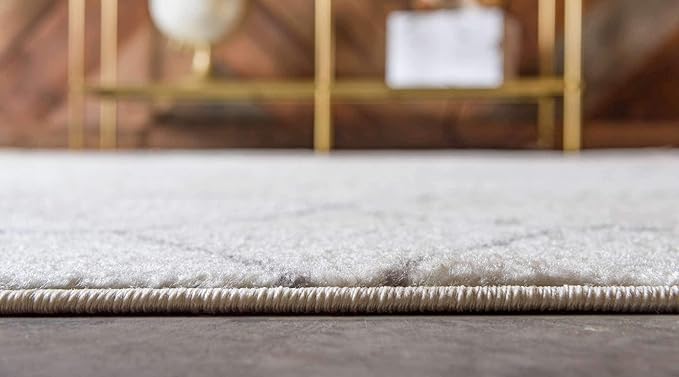 Unique Loom Trellis Frieze Collection Area Rug - Geometric (8' Round, Ivory/ Gray)