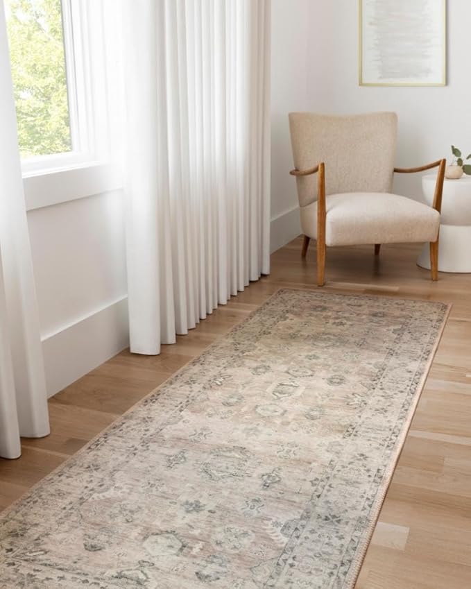 Loloi Hathaway Collection HTH-03 Java/Multi 7'-6" x 9'-6", .25" Thick Area Rug, Soft, Durable, Printed, Modern, Low Pile, Non-Shedding, Easy Clean, Living Room Rug