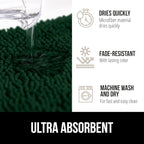 GORILLA GRIP Bath Rug Mat 44x26, Soft Absorbent Chenille, Quick Dry Microfiber Mats, Rubber Backing Washable Shower Floor Rugs, Bathmat Runner, US Designed Bathroom Decor Accessories Hunter Green