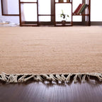 Rugsotic Carpets Hand Woven Flat Weave Kilim Wool 2'6''x6' Runner Area Rug Solid Light Brown D00111