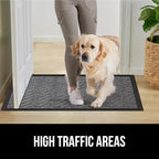 GORILLA GRIP 100% Waterproof All-Season WeatherMax Doormat 35x23, US Designed Natural Rubber, Stain and Fade Resistant, Low Profile Indoor Outdoor Door Mats, Easy Clean Patio Mat, Steel Chevron