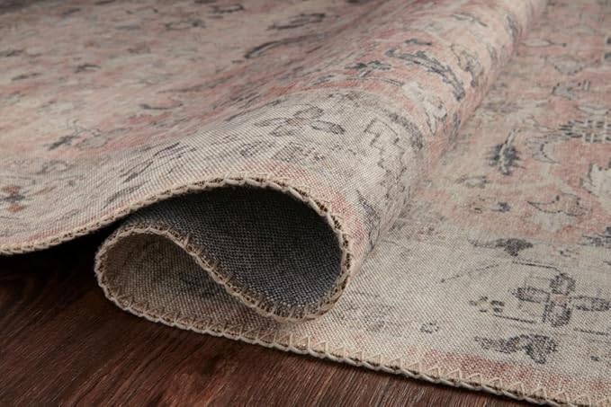Loloi Hathaway Collection HTH-06 Blush/Multi 2'-6" x 7'-6", .25" Thick Runner Rug, Soft, Durable, Printed, Modern, Low Pile, Non-Shedding, Easy Clean, Living Room Rug