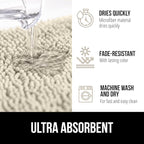GORILLA GRIP Bath Rug Mat 36x24, Thick Absorbent Chenille, Quick Dry Microfiber Mats, Rubber Backing Washable Shower Floor Rugs, Bathmat Runner, US Designed Bathroom Home Decor Accessories Dusty Cloud