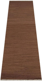 Rugsotic Carpets Hand Woven Flat Weave Kilim Wool ECO-Friendly Area Rugs - 2'6''x10', Runner Shape, Light Brown Color, Solid Plain Design, Low Pile Handmade Rugs for Living Room (D00111)