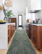 GLN Rugs Contemporary Collection - Machine Washable Area Rug, Contemporary Washable, Non Slip, Low Pile Chenille Rug, Living Room, Bedroom, Kitchen Rug (2'6" x 7' Beige Green)
