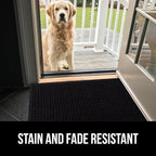 GORILLA GRIP Front Door Mat, 35x23 Black, Indoor Outdoor Ultra Absorbent HydroAbsorb Doormat, Absorbs Up to 1.7 Cups of Water, Stain and Fade Resistant, Rubber Backing Doormats, Captures Dirt, 2 Pack