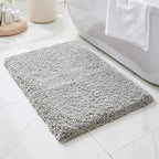Small Bathroom Rug 17x24 Non Slip Gray Fluffy Bath Mat for Bathroom Floor Washable Plush Luxury Bath Rug for Tub Soft Shaggy Absorbent Shower Mat
