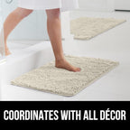 GORILLA GRIP Bath Rug Mat 48x24, Thick Absorbent Chenille, Quick Dry Microfiber Mats, Rubber Backing Washable Shower Floor Rugs, Bathmat Runner, US Designed Bathroom Home Decor Accessories Dusty Cloud