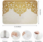 Floral Border Bath Mats for Bathroom Vintage Gold Flower Border Retro Victorian Style Pattern Floor Bath Rugs Machine Washable Bathmat Carpet Rug Room Decor for Shower Floor 20 X 31 Inch Mat