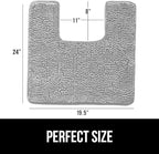 GORILLA GRIP Plush Absorbent Shaggy Chenille Bath Rug Mat for Square Toilet Base with Rubber Backing, Machine Washable Rugs, Soft Microfiber Contour Mats for Toilets, Bathroom Decor, Lt Gray