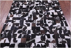 Modern Design Premium Cowhide Leather Carpet with Chevron Pattern, Area Rug (Brown/White-2, 10x14)
