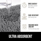 GORILLA GRIP Bath Rug Mat 48x17, Thick Soft Absorbent Chenille, Quick Dry Microfiber Mats, Rubber Backing Washable Shower Floor Rugs, Bathmat Runner, US Designed Bathroom Home Decor Accessories Grey