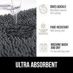 GORILLA GRIP Bath Rug Mat 48x17, Soft Absorbent Chenille, Quick Dry Microfiber Mats, Rubber Backing Washable Shower Floor Rugs, Bathmat Runner, US Designed Bathroom Home Decor Accessories Charcoal