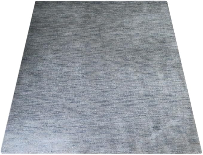 Hand Knotted Loom Wool ECO-Friendly Area Rugs - 8'x11', Rectangle, Light Blue Color, Solid Plain Design, High Pile Thick Handmade Anti Skid Rugs for Living Room (L00111)