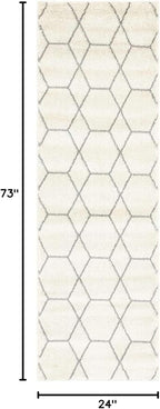 Unique Loom Trellis Frieze Collection Area Rug - Geometric (2' x 6' 1" Runner, Ivory/ Gray)
