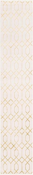 Marilyn Monroe Glam Collection Area Rug - Trellis (2' x 10' Runner, White Gold/ Gold)