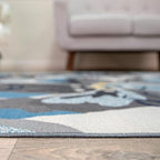 Rugshop Modern Large Floral Non-Slip (Non-Skid) Runner Rug 2' x 10' Gray-Blue