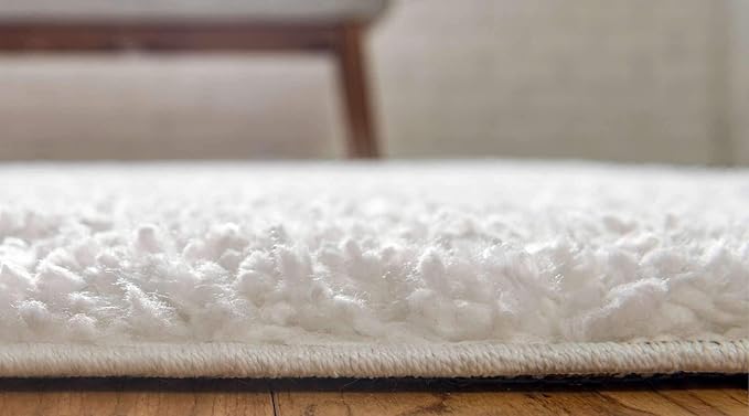Unique Loom Davos Shag Collection Area Rug - Solid (2' 7" x 10' Runner, White/ Ivory)