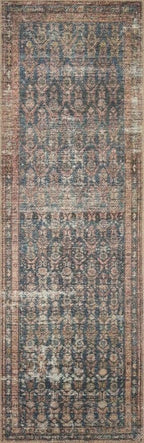 Loloi Amber Lewis Billie Collection, Ocean & Brick 2'-6" x 9'-6" Area Rug – Antique & Distressed Accent Rugs for Living Room, Bedroom, Entryway & Hallway, No Shed High Traffic Area Home Decor Rug
