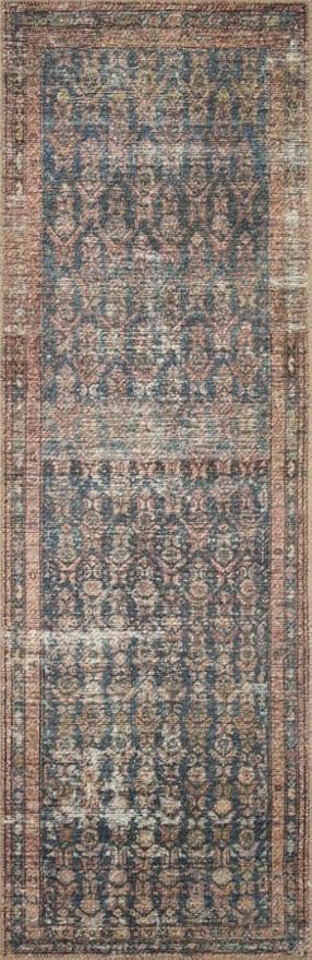 Loloi Amber Lewis Billie Collection, Ocean & Brick 2'-6" x 7'-6" Area Rug – Antique & Distressed Accent Rugs for Living Room, Bedroom, Entryway & Hallway, No Shed High Traffic Area Home Decor Rug