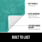 GORILLA GRIP Bath Rug Mat 60x24, Thick Soft Absorbent Chenille, Quick Dry Microfiber Mats, Rubber Backing Machine Washable Shower Floor Rugs, Bathmat Runner, Bathroom Home Decor Accessories, Turquoise