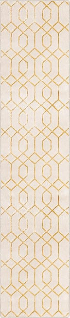 Unique Loom Glam Collection Area Rug - Trellis (2' 7" x 12' Runner, White Gold/ Gold)