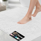 GORILLA GRIP Bath Rug Mat 70x24, Thick Soft Absorbent Chenille, Quick Dry Microfiber Mats, Rubber Backing Washable Shower Floor Rugs, Bathmat Runner, US Designed Bathroom Home Decor Accessories White