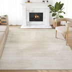 Abani Neutral Beige Area Rug 4' x 6' for Living Room, Bedroom - Zen Reiki Circles Pattern - Durable & Easy to Clean