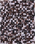 Modern Design Premium Cowhide Leather Carpet with Chevron Pattern, Area Rug (Brown/White-1, 2x3)