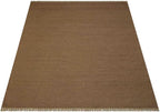 Rugsotic Carpets Hand Woven Flat Weave Kilim Wool 4'x6' Area Rug Solid Cream D00111