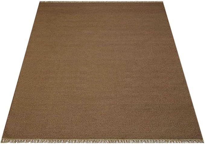 Rugsotic Carpets Hand Woven Flat Weave Kilim Wool ECO-Friendly Area Rugs - 3'x5', Rectangle Shape, Cream Color, Solid Plain Design, Low Pile Handmade Area Rugs for Living Room, Bed Room (D00111)