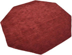 Hand Knotted Loom Wool ECO-Friendly Area Rugs - 10'x10', Octagon, Red Color, Solid Plain Design, High Pile Thick Handmade Anti Skid Area Rugs for Living Room, Bed Room (L00111)