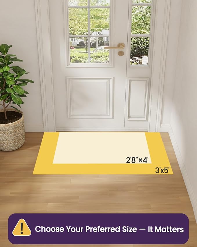 DEXI Area Rugs for Entryway 2'8"x4', Washable Low Pile Vintage Traditional Entry Rug Non Slip, Indoor Door Mat for Bedroom Kitchen Entrance Hallway, Light Brown