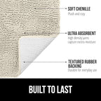 GORILLA GRIP Bath Rug Mat 48x24, Thick Absorbent Chenille, Quick Dry Microfiber Mats, Rubber Backing Washable Shower Floor Rugs, Bathmat Runner, US Designed Bathroom Home Decor Accessories Dusty Cloud
