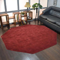 Hand Knotted Loom Wool ECO-Friendly Area Rugs - 8'x8', Octagon, Red Color, Solid Plain Design, High Pile Thick Handmade Anti Skid Area Rugs for Living Room, Bed Room (L00111)