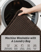Upgraded Waffle Runner Rug Super Absorbent Non Slip Bath Mats for Bathroom Machine Washable Bathroom Runner Rug with Tassels, Ideal for Hallway Bedroom Laundry Room, Chocolate, 2'x 6'(24" x 72")