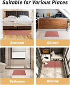 AMOAMI Upgraded Waffle Runner Rug Super Absorbent Non Slip Bath Mats for Bathroom Machine Washable Bathroom Runner Rug with Tassels, Ideal for Hallway Bedroom Laundry Room, Coral, 2'x 6'(24" x 72")