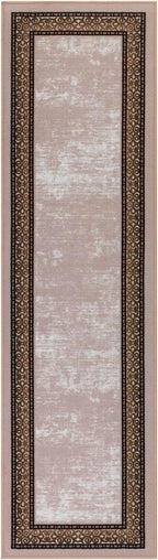 Antep Rugs Alfombras Bordered Modern 2x7 Non-Slip (Non-Skid) Low Pile Rubber Backing Indoor Area Runner Rug (Beige, 2' x 7')