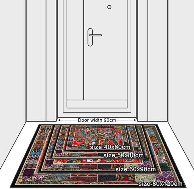 Vintage Boho Area Rugs Multicolor Ethnic Style Geometric Splicing Carpets Bedroom Living Room Kitchen Floor Mats Indoor Outdoor Non-Shedding Runner Rug Home Décor Carpet 5' X 6.5'