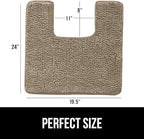 GORILLA GRIP Plush Absorbent Shaggy Chenille Bath Rug Mat for Square Toilet Base with Rubber Backing, Machine Washable Rugs, Soft Microfiber Contour Mats for Toilets, Bathroom Decor, Gray Beige