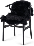 Sheepskin Long Hair 2x3 ft | Bedside Rugs for bedrooms, Sofa, Chair or The Dining Table | Each Sheepskin Rug is Unique and Created by Nature | Small Fluffy Rug in Color Black