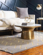 Unique Loom Glam Collection Area Rug - Trellis (7' 1' x 10' Rectangle, Gray Gold/ Gold)