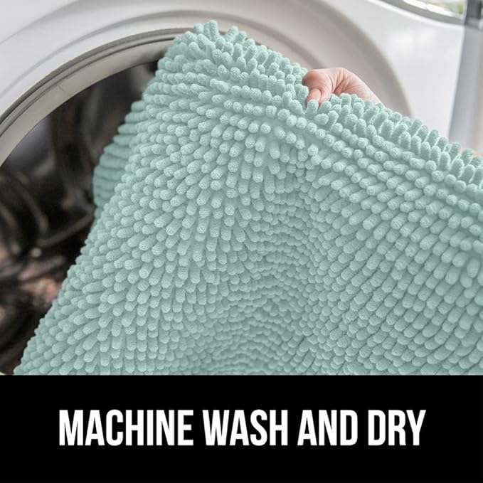 GORILLA GRIP Bath Rug Mat 60x24, Soft Absorbent Chenille, Quick Dry Microfiber Mats, Rubber Backing Washable Shower Floor Rugs, Bathmat Runner, US Designed Bathroom Home Decor Accessories Seablue
